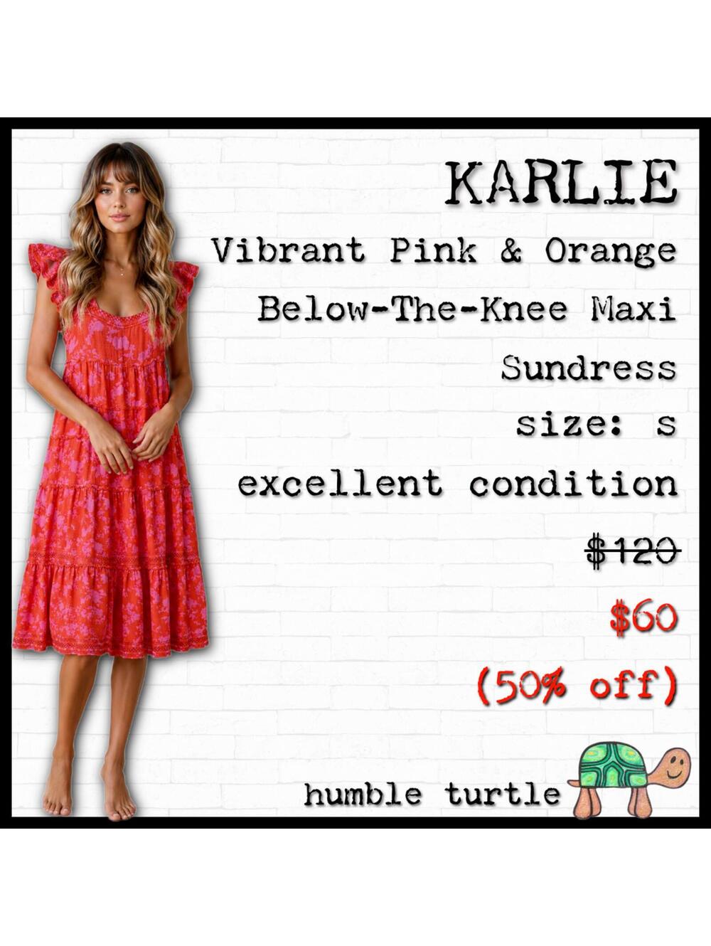 Karlie Vibrant Pink & Orange Below-The-Knee Maxi Sundress